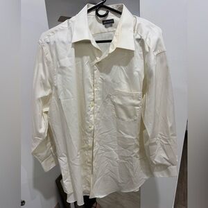 Van Heusen Men's Light Cream Long-Sleeve Dress Shirt Fitted 18.5